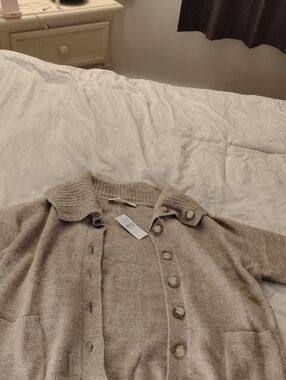 Loft Fashion taupe button-front knit cardigan